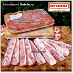 Aroma Bali frozen pork BACON STREAKY steak cuts 5cm 2" (price/pc 550g)